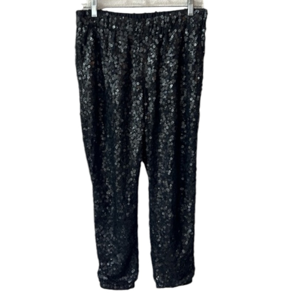 Joie Black Sequin Crop Ankle Pull On Pants Size S